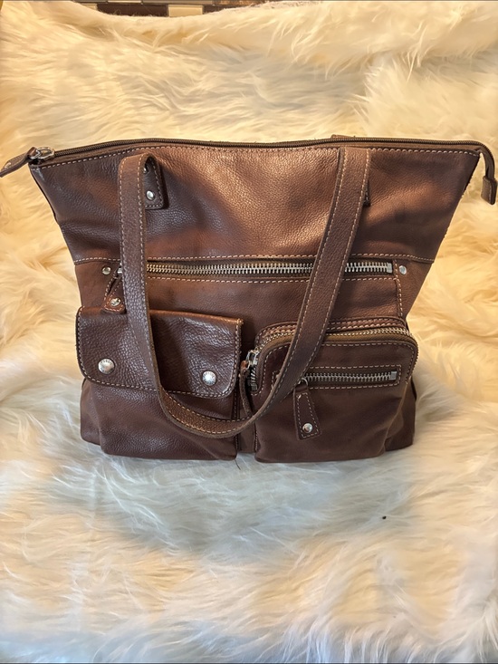 Fossil Handbags - Fossil Brown Leather Multi-Pocket Shoulder Bag